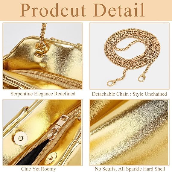 Clutch for Women, Vegan Leather Evening Purse, Soft Pleated PU Clutch Bag for Proms Parties