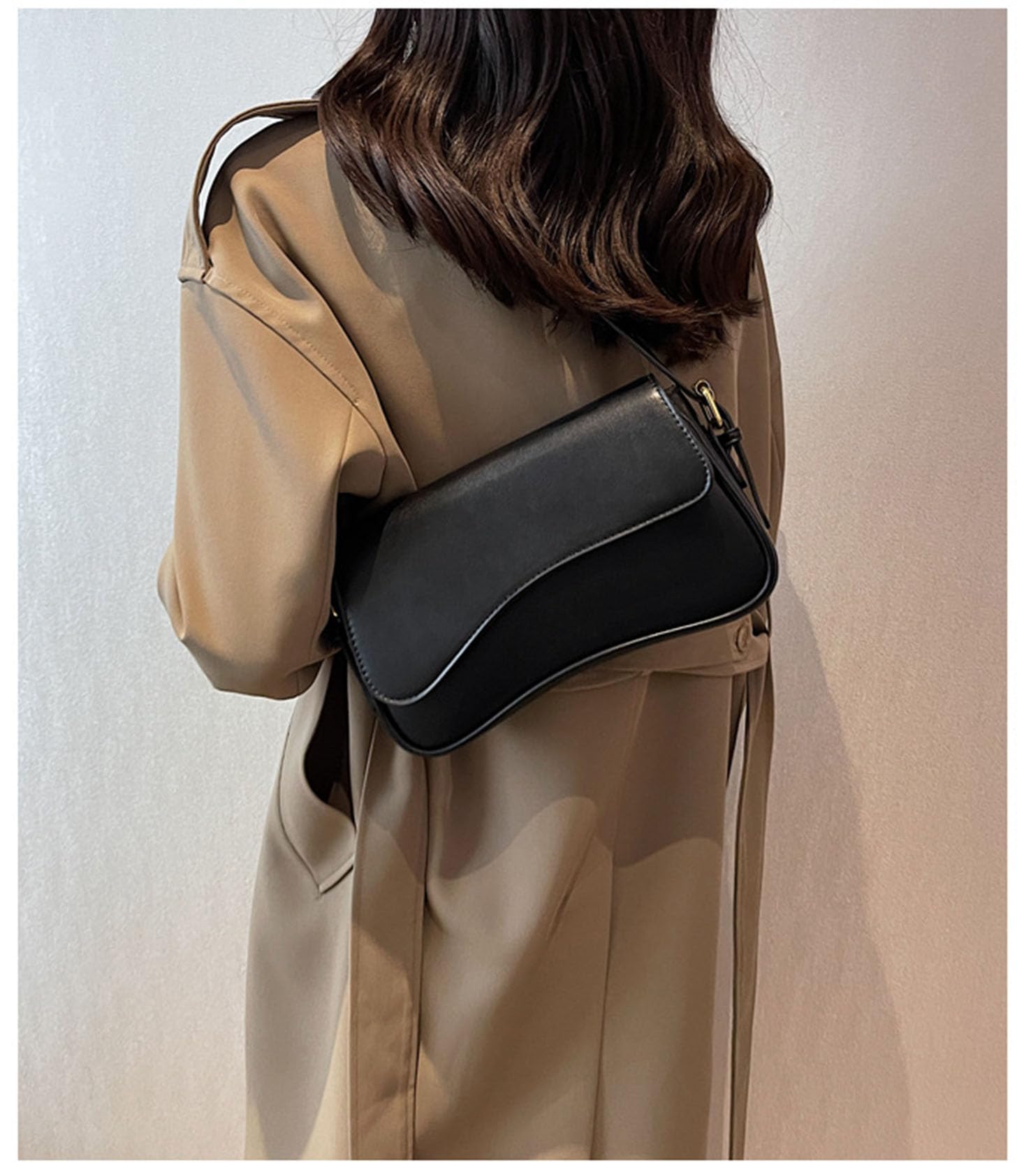 Shoulder Bag for Women Y2K Trendy Purse Vegan Leather Hobo Handbags Clutch Saddle Bag with 2 Removable Strap