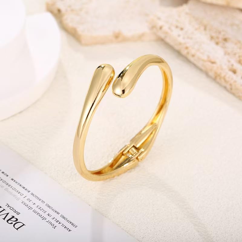 Gold Bangle Bracelets for Women Teens Trendy Chunky Adjustable Twist Cuff Bracelet Jewelry Gifts