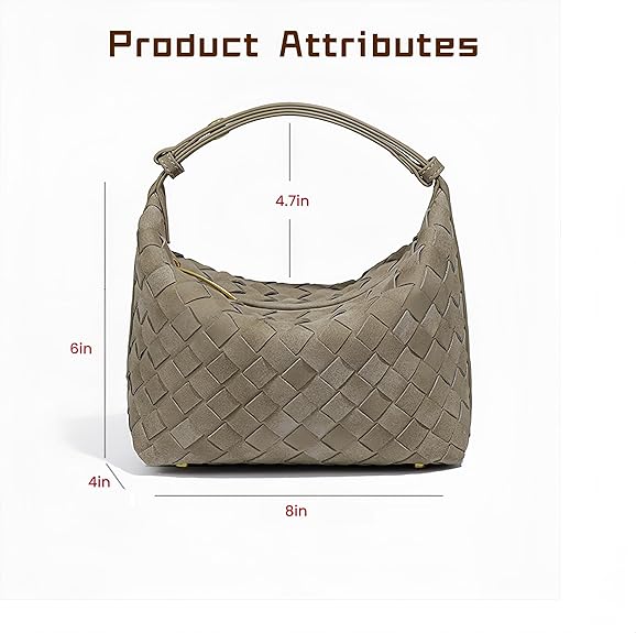 Luxurious Suede Hobo Bag - Women's Woven Leather Shoulder Bag with Spacious Interior