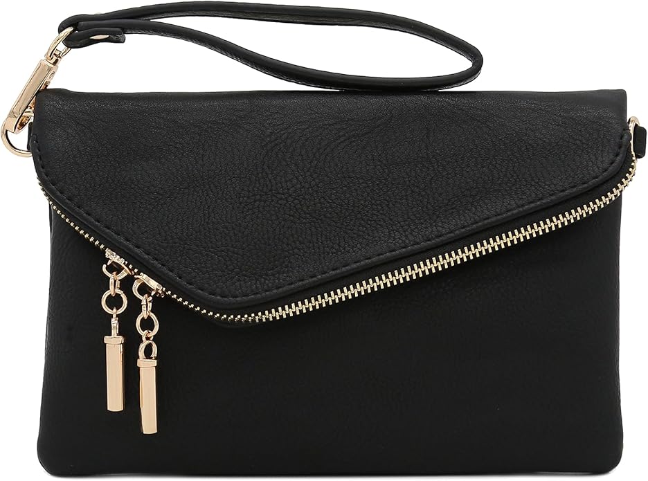 FashionPuzzle Envelope Wristlet Clutch Crossbody Bag with Chain Strap