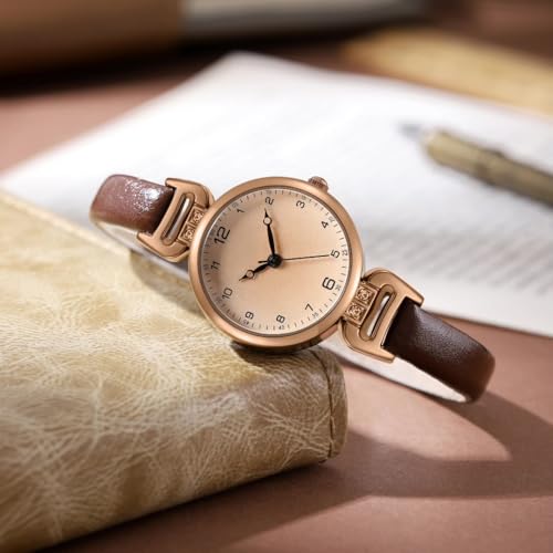 Stylish Retro Brown Women's Quartz Watch with Small Size, Vintage Leather Bracelet and Fashionable Design | Quality Ladies Wristwatch for Women