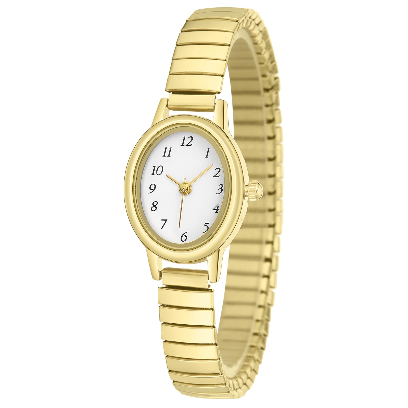 Easy Read Ladies Quartz Wrist Watch, Small Analog Watch for Women with Oval Case, Water Resistant
