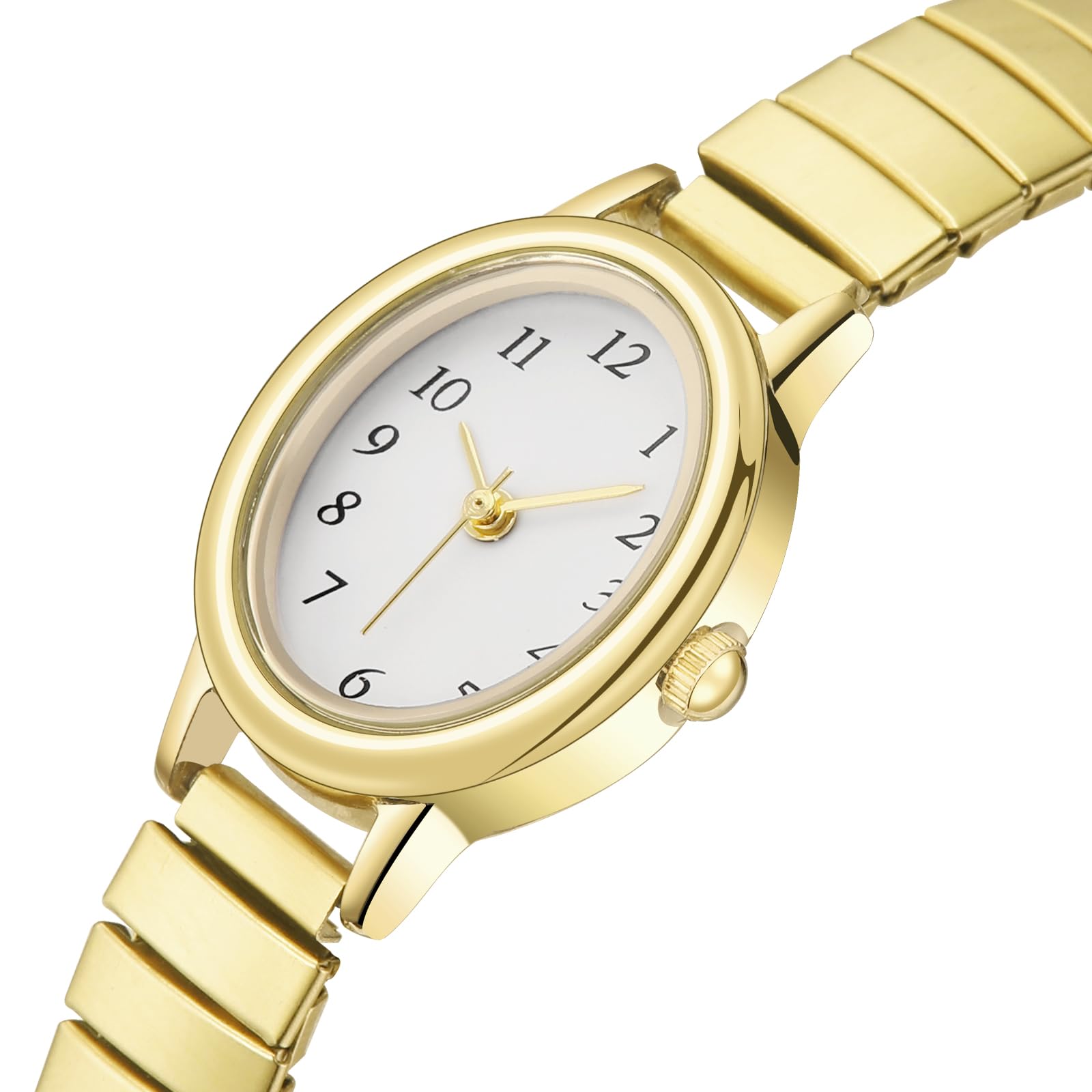 Easy Read Ladies Quartz Wrist Watch, Small Analog Watch for Women with Oval Case, Water Resistant