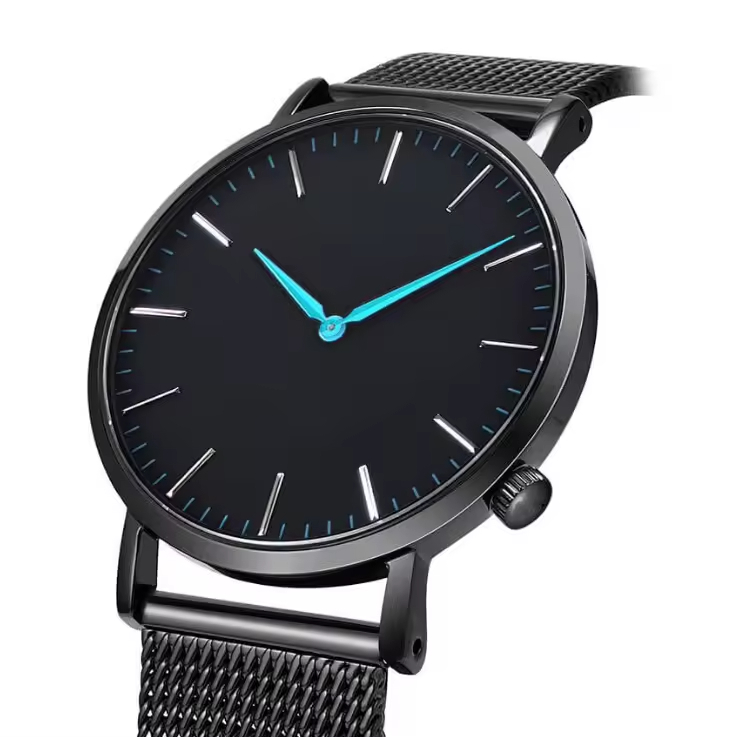 Quartz Movt Black Steel Mesh Watch Minimalist Reloj Ultra Thin Classic Petite Wrist Watch for Ladies